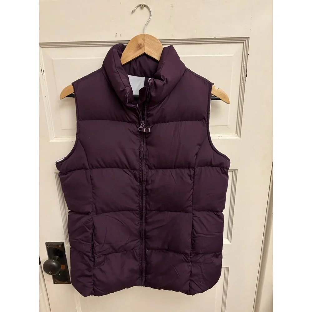 Lands' End Kids Down Puffer‎ Vest Full Zip Purple Pockets Size XL (16)